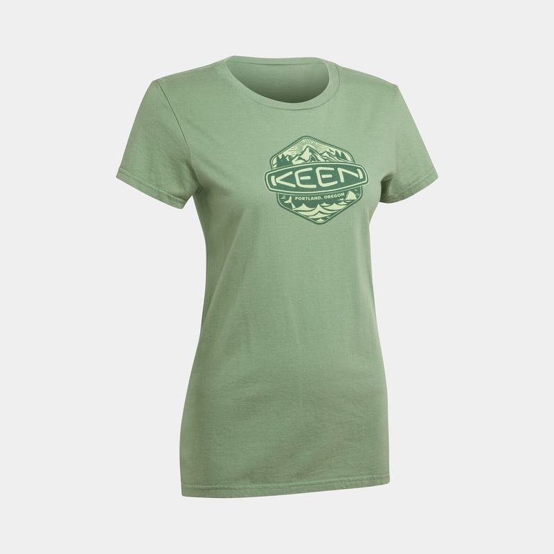 Keen Badge Womens T-Shirts Green NZ Sale (5721-HDYUV)